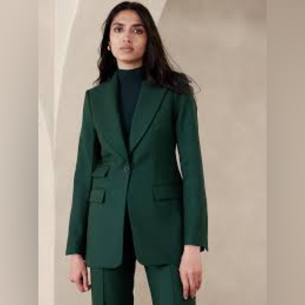 Banana Republic LIDO SCULPTED ITALIAN WOOL BLAZER in green